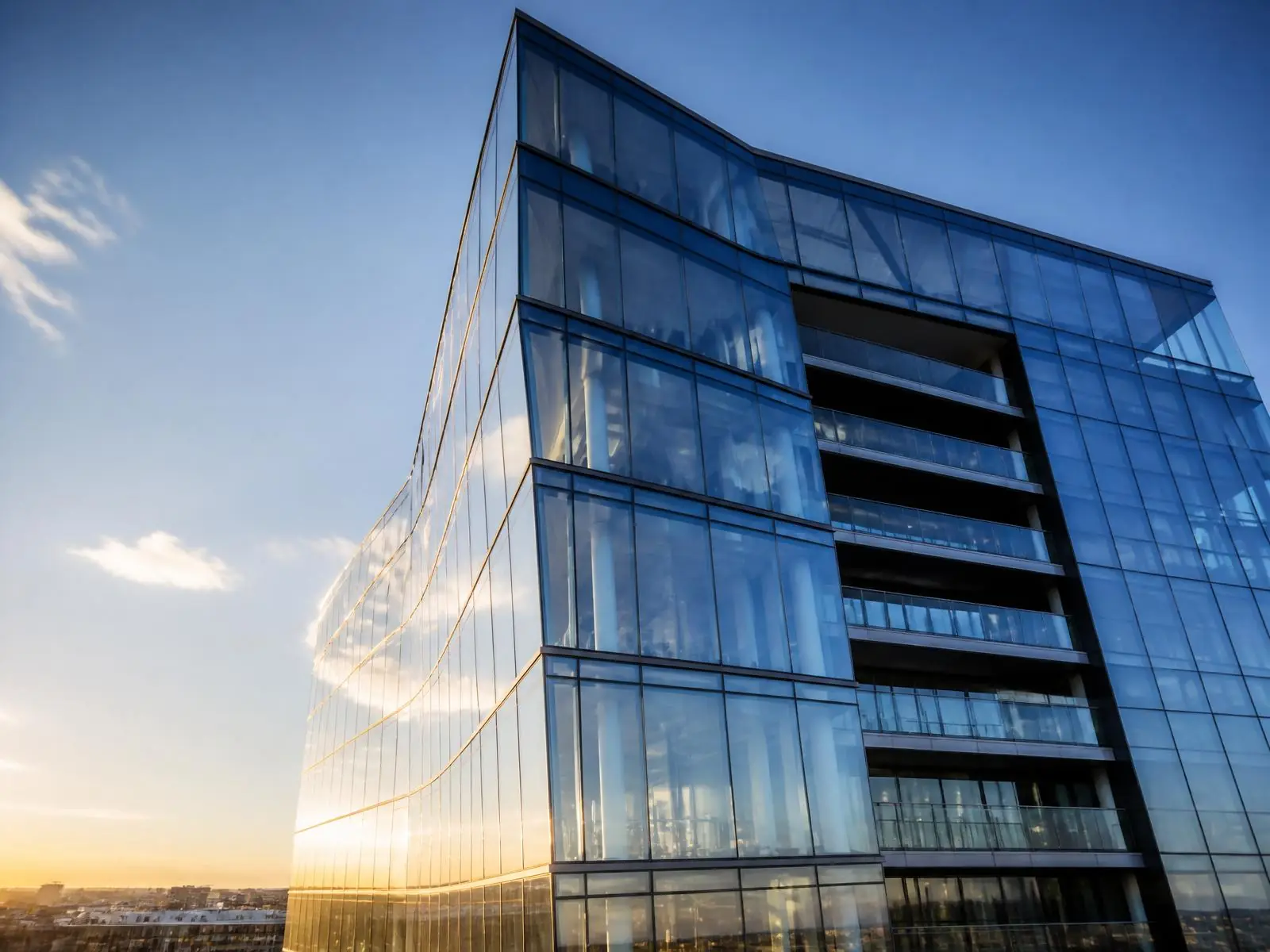Moderne Glasfassade eines Bürogebäudes in Berlin
